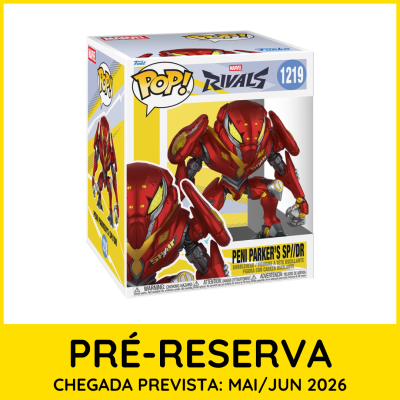 Figura Funko POP! Homem-Aranha vermelho e amarelo em caixa Marvel Rivals número 1219