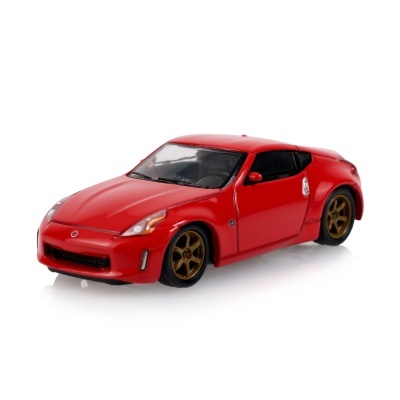 Miniatura de carro desportivo vermelho com jantes douradas