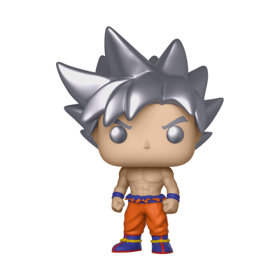 Figura Funko Pop Goku com cabelo prateado e calças laranja