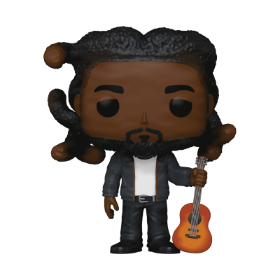 Funko Pop de homem com cabelo black power e guitarra acústica