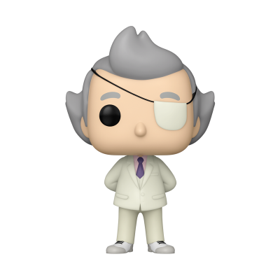 Figura Funko Pop de homem com cabelo cinzento e tapa-olho