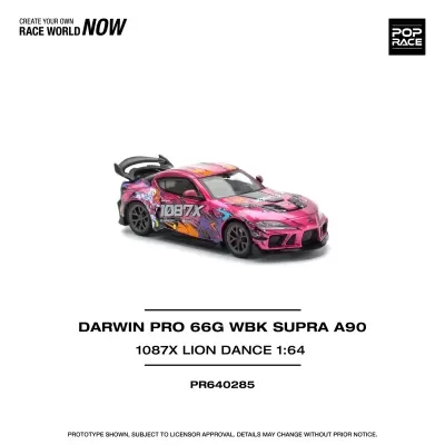 Miniatura carro desportivo rosa 1087X com gráficos coloridos e spoiler