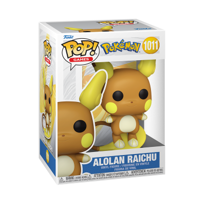 Figura de vinil Alolan Raichu Pokémon na caixa Pop! Games