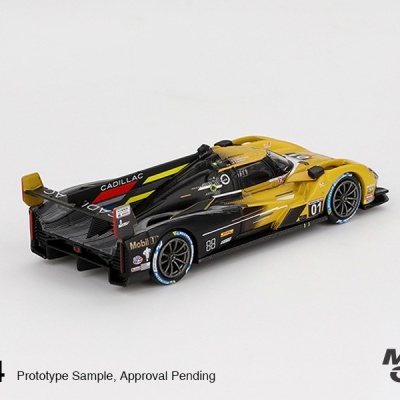 Miniatura de carro de corrida protótipo preto e amarelo