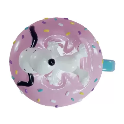 Boia insuflável rosa com Snoopy branco no centro