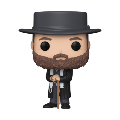 Figura colecionável estilo Funko Pop de homem vestido com chapéu e casaco preto segurando bengala