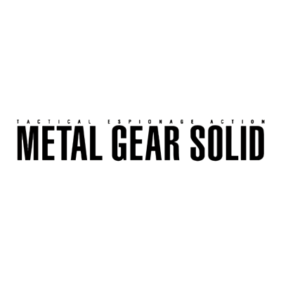 Texto preto METAL GEAR SOLID em fundo branco