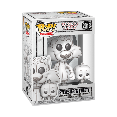 Caixa Funko Pop Sylvester & Tweety Looney Tunes 2013 com figuras vinil cinza e branco
