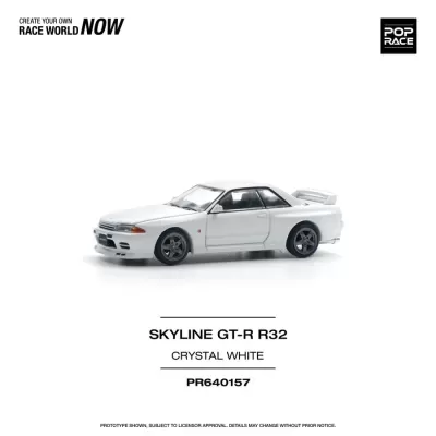 Miniatura de carro Skyline GT-R R32 branco cristal