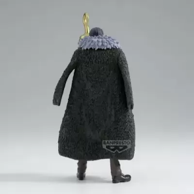 Figura de ação com casaco preto e bastão dourado