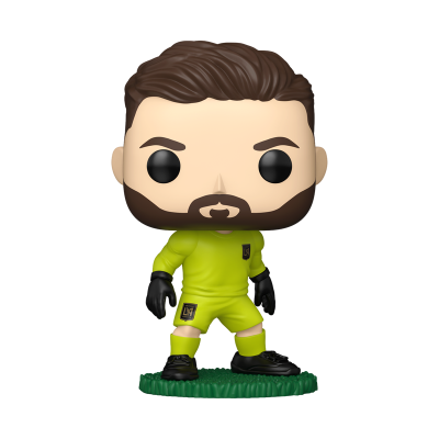 Figurinha colecionável de jogador de futebol com uniforme amarelo e base verde.