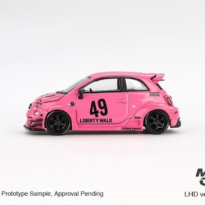 Miniatura carro rosa Liberty Walk com adesivos