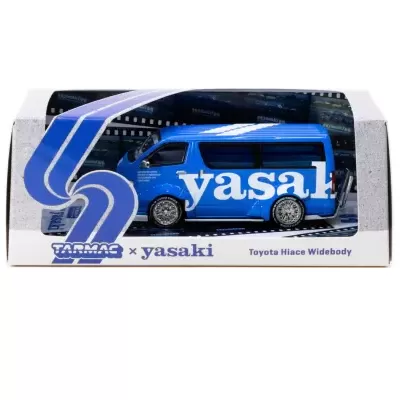 Miniatura de carrinha azul yasaki em embalagem branca