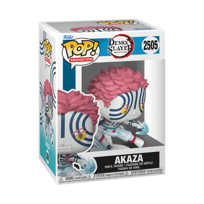 Figura Funko Pop da série Demon Slayer, personagem Akaza, na caixa