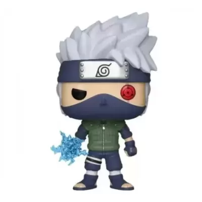 Figura Funko Pop de personagem com cabelo branco e bandana preta