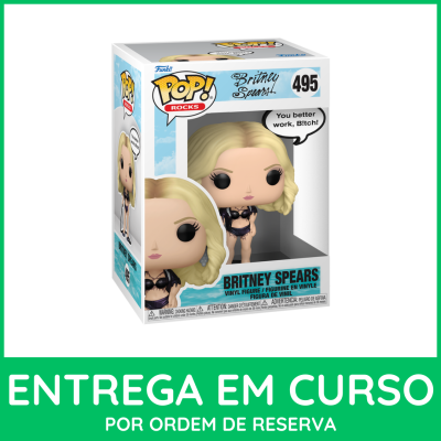 Funko Pop! Rocks Britney Spears vinyl figure na caixa com texto e número 495