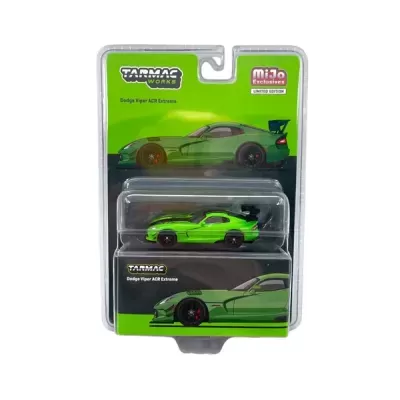 Miniatura Dodge Viper ACR Extreme verde em embalagem Tarmac Works