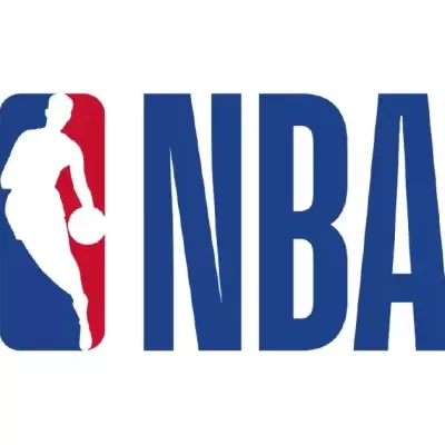 Logótipo NBA com figura branca e letras azuis