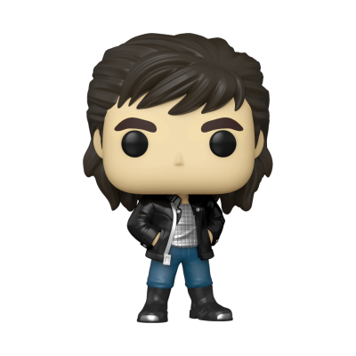 Funko Pop de personagem masculino com casaco preto e cabelo castanho