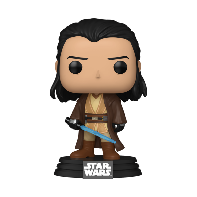 Funko Pop personagem Star Wars com sabre de luz azul