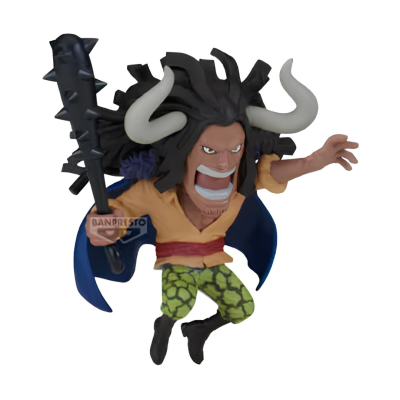 Figura de ação personagem com chifres e clava preta