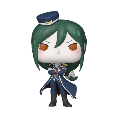 Figurine Funko Pop de personagem com uniforme azul e cabelo verde.
