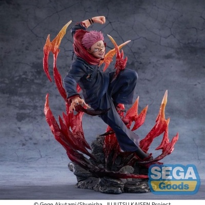 Figura colecionável com efeitos de fogo vermelho e base rochosa