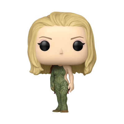 Figura Funko Pop loira com roupa verde detalhada