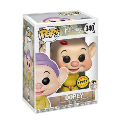 Figura Funko Pop Disney Dopey vinil número 340 com embalagem branca e selo Chase Edition