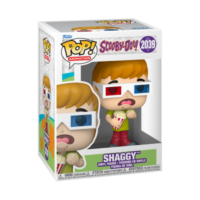 Figura Funko Pop! Shaggy de Scooby-Doo com óculos 3D e pipocas em caixa