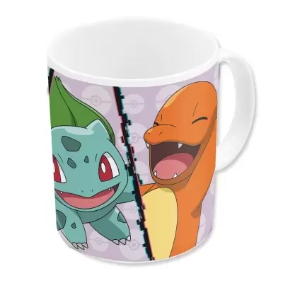 Caneca com desenhos de Bulbasaur e Charmander