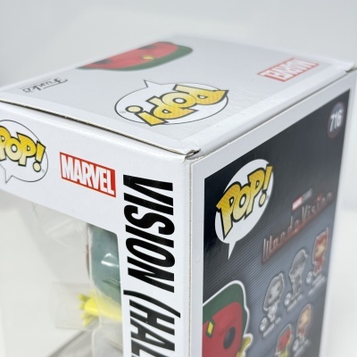 Caixa Funko Pop Marvel Vision Havoc número 716 com várias figuras colecionáveis