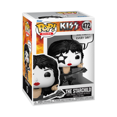 Figura Funko Pop KISS The Starchild com guitarra em embalagem