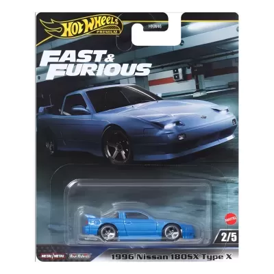 Miniatura Hot Wheels Nissan 180SX azul em embalagem Fast & Furious