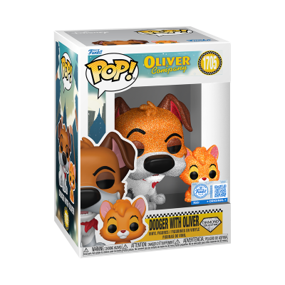 Figura vinyl Funko Pop! Dodger com Oliver dentro da caixa