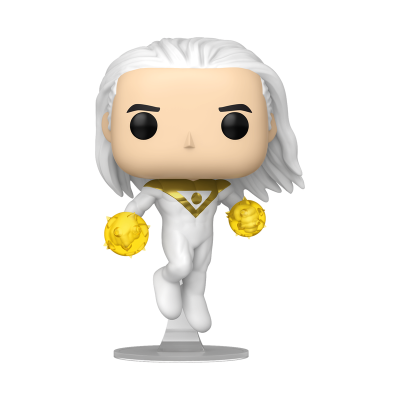 Figura Funko Pop branca com cabelo branco e detalhes dourados