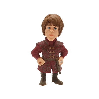 Figura de vinil masculina com casaco bordô e botas castanhas