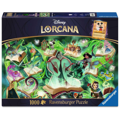 Caixa de quebra-cabeças Ravensburger Disney Lorcana com 1000 peças e imagens de personagens Disney mágicos