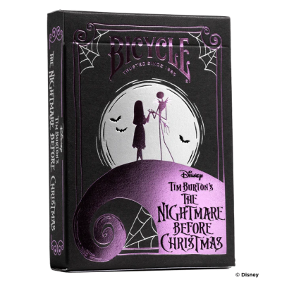Caixa preta de baralho Bicycle com ilustração temática de The Nightmare Before Christmas