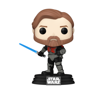 Funko Pop Star Wars com sabre azul e armadura preta e cinza