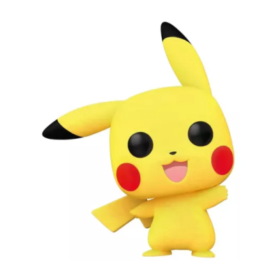 Figura de vinil de Pikachu amarelo com bochechas vermelhas em fundo branco