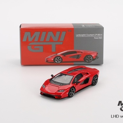 Miniatura de carro desportivo Lamborghini Countach LPI 800-4 vermelho com caixa