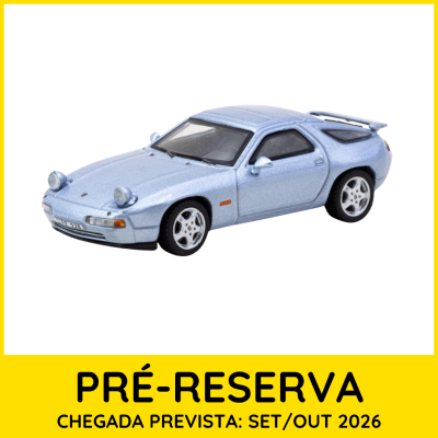 Miniatura de carro desportivo Porsche 928 azul metálico com texto de pré-reserva