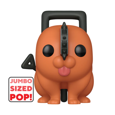 Figura Funko Pop laranja com cauda em forma de 4 e etiqueta 'JUMBO SIZED POP!'