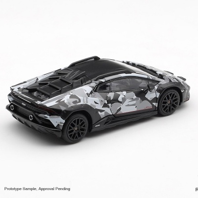Miniatura de carro desportivo Lamborghini camuflado em preto, branco e cinza