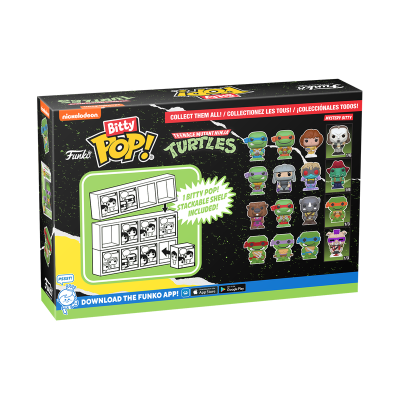 Caixa Funko Pop! Bitty Tartarugas Ninja com figuras mini e prateleira empilhável