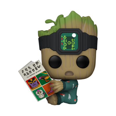 Figura de vinil bebé Groot com faixa e livro colorido