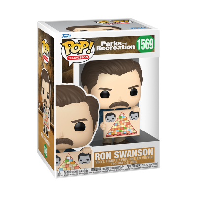 Figura de vinil Ron Swanson da série Parks and Recreation em caixa original
