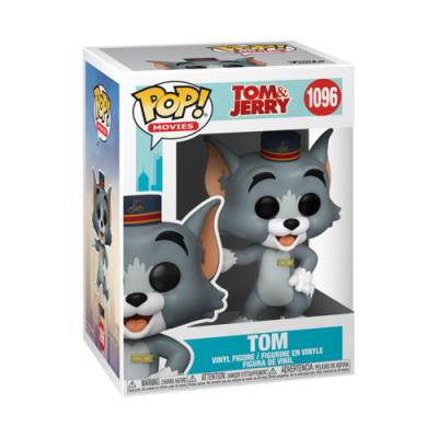 Boneco de vinil do personagem Tom de Tom & Jerry com chapéu e gravata borboleta em caixa Pop! Movies