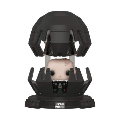 Figura Funko Pop Star Wars com cabeça mecanizada numa base preta com logótipo